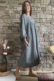 Arbi Gingham Artist Peasant Dress Black